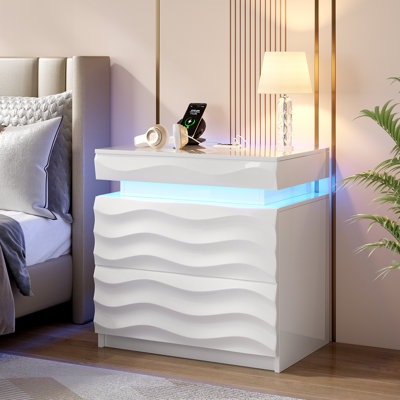 Ashten 23.6'' W 2-drawer Nightstand With Hidden Storage And Human Sensor Light