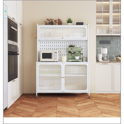 Kitchen Pantry Cabinet, Tall Storage Cabinet with Glass Doors & Adjustable Shelves, Cabinet Cupboard for Kitchen, Living Room, Dinning Room