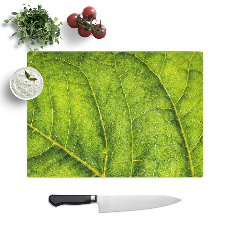 Tempered Glass Leaf Veins Chopping Board, 20 cm x 28.5 cm