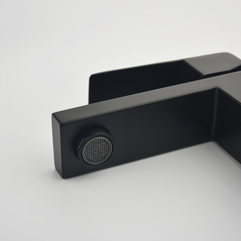 Robinet pour salle de bain à poignée simple avec drain escamotable (avec trop-plein), noir mat, Noir mat