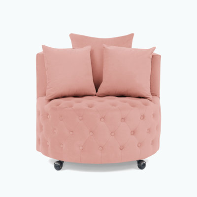 Button Tufted Velvet Upholstered Swivel Chair