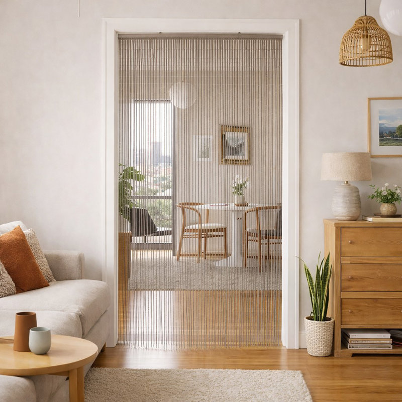 Door Curtain Semi Sheer Curtain Single Panel, Taupe