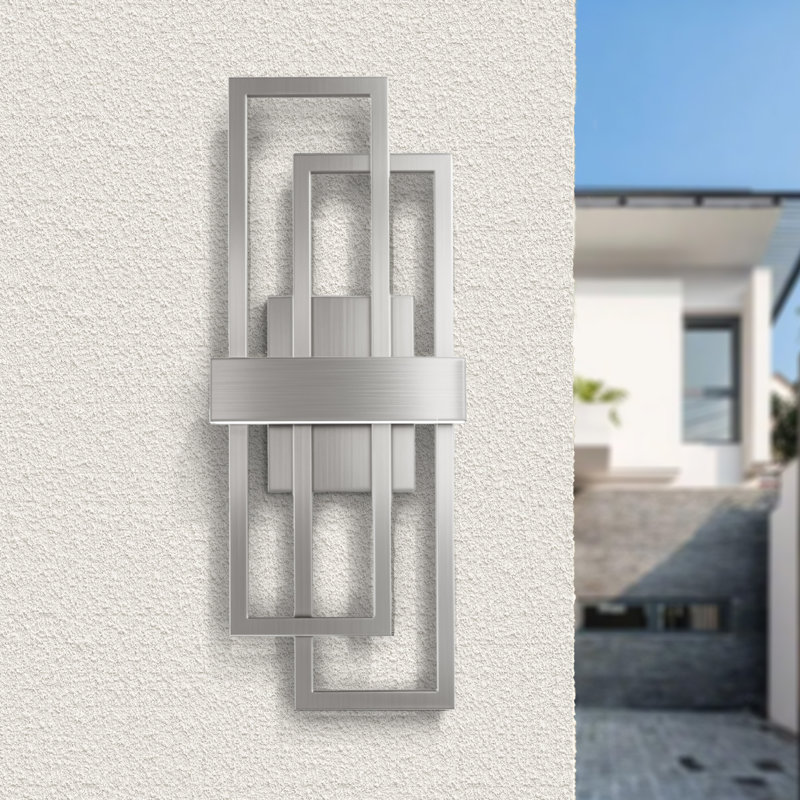 Brandalynn Iron Dimmable Integrated LED Outdoor Wall Light, 20" H x 7.8" W x 4.5" D, Polished Nickel