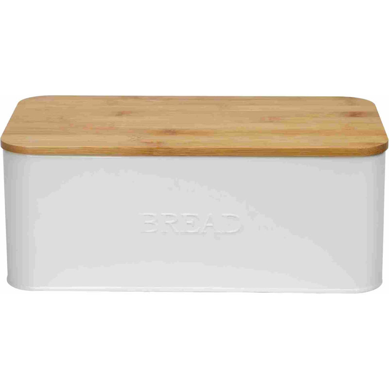 Boîte à pain blanche pour comptoir de cuisine, petit contenant de rangement avec couvercle en bambou, organisateur de cuisine moderne pour levain, petits pains et pains, rangement pour pain