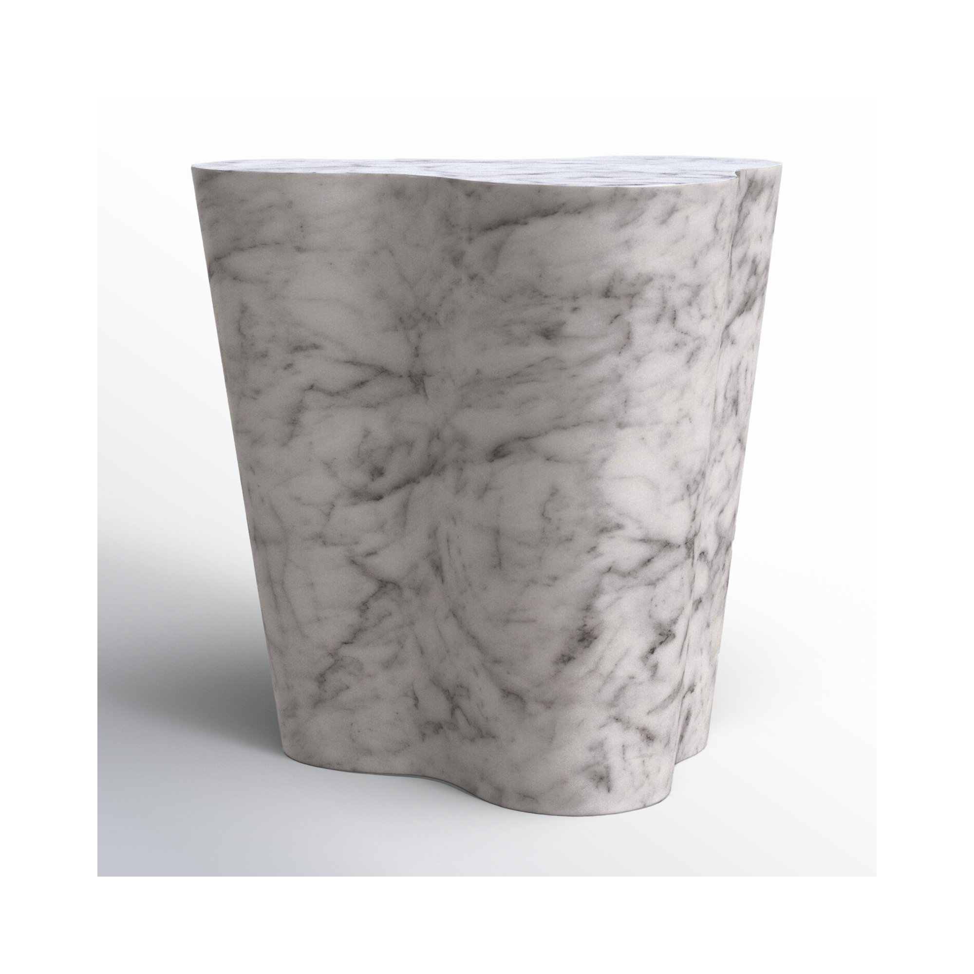 Barrett Slab Table, White Marble, 18" H x 18" W x 15" D
