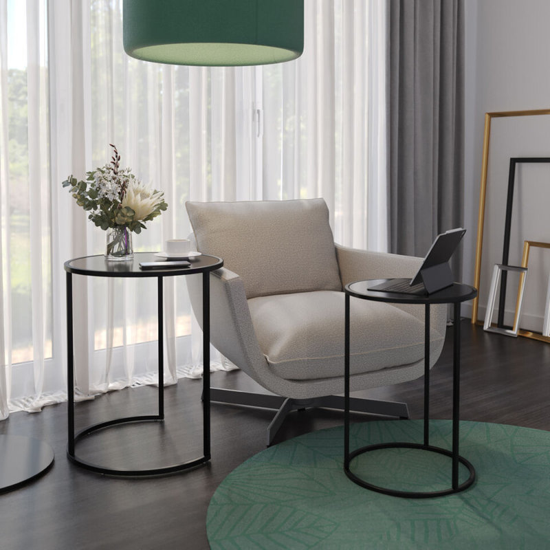 Shkar Three Leg Coffee Table, Black, Black