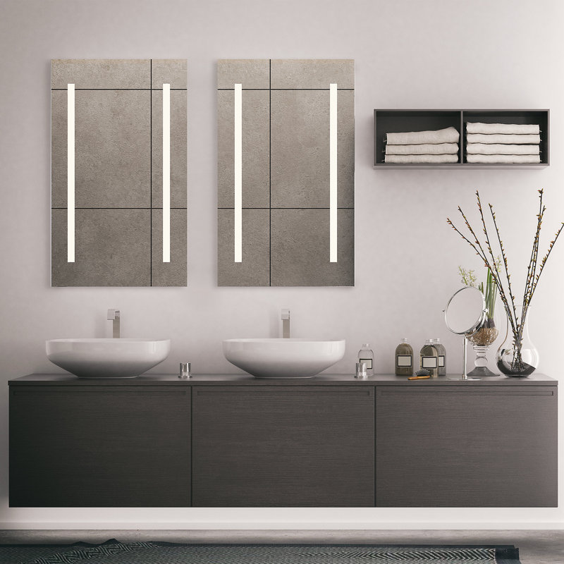 1-Door Recessed Frameless LED Lighting and Electrical Outlet Medicine Cabinet with 4-Adjustable Shelves, Right