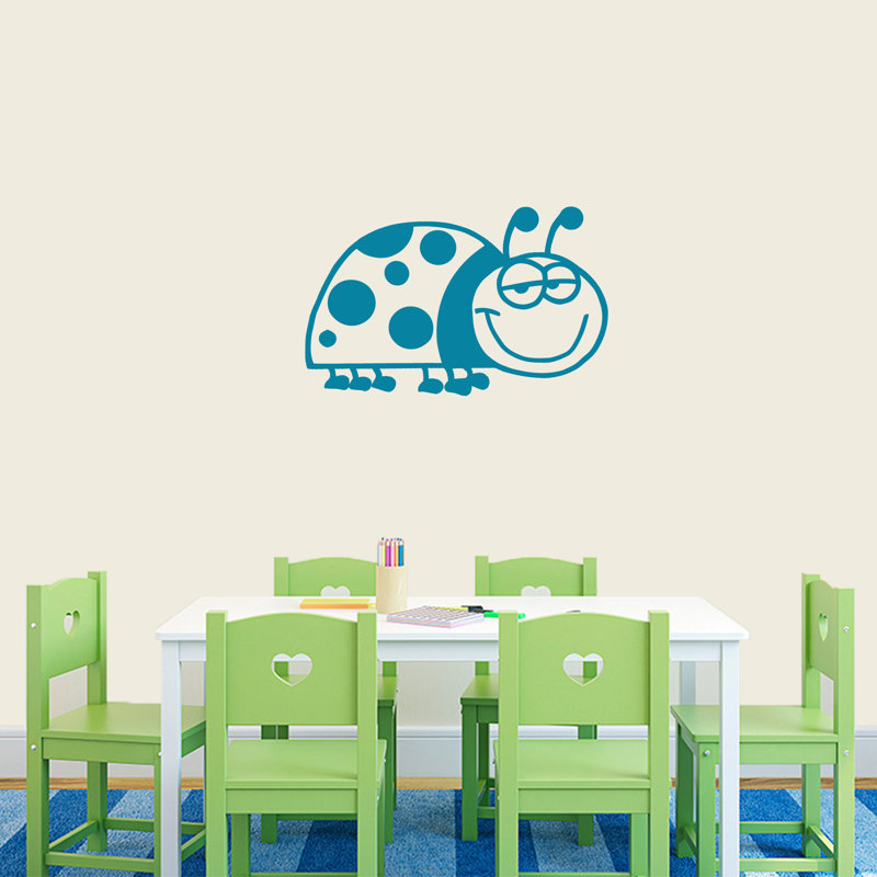 Décalcomanie murale dessin de coccinelle, Bleu sarcelle