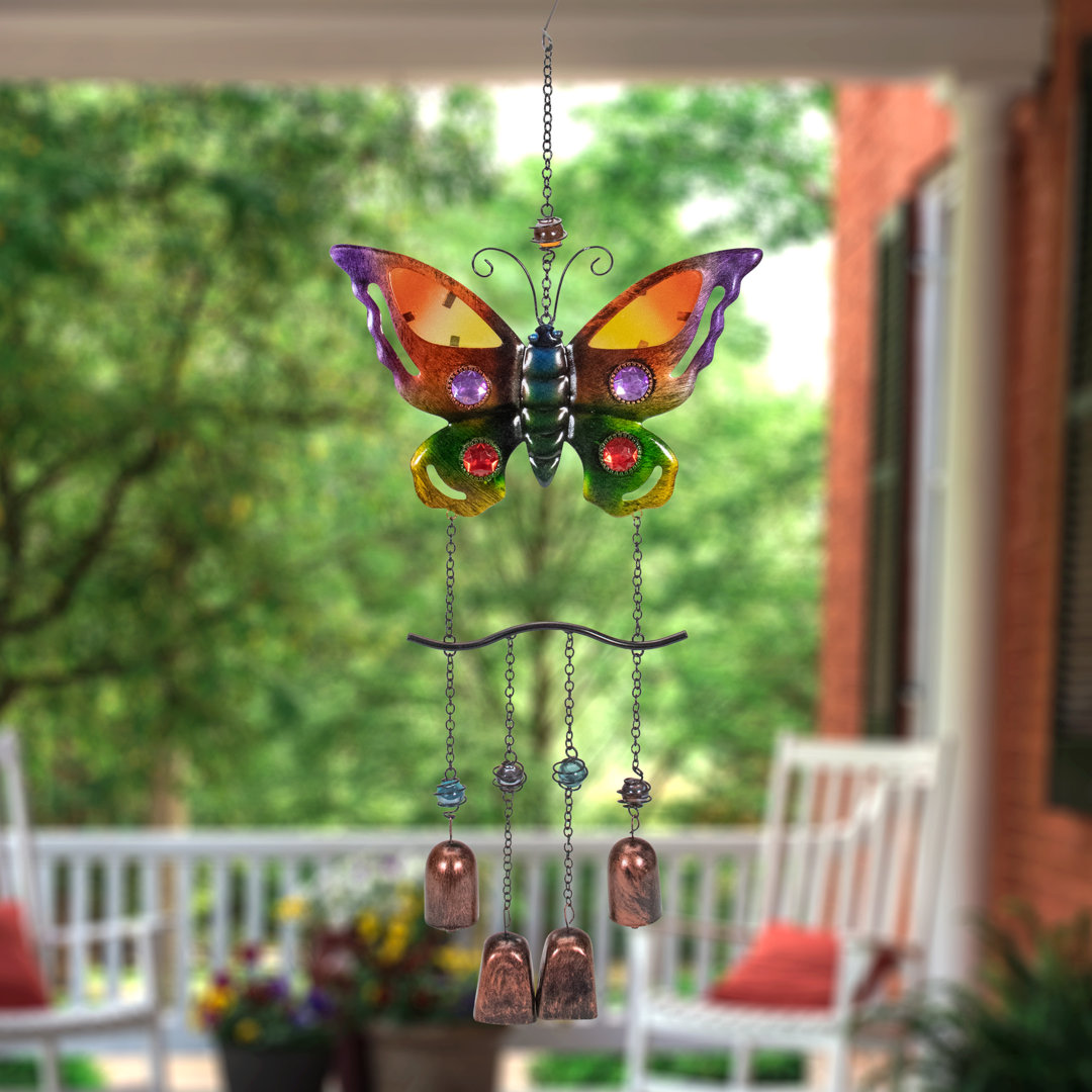 24" Purple and Bronze Butterfly Outdoor Garden Windchime Northlight Seasonal