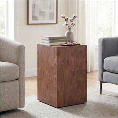 Table basse d'appoint en placage de noyer et en panneau de fibres à densité moyenne de qualité supérieure, 11,8 po x 11,8 po x 19,7 po, aucun article supplémentaire inclus