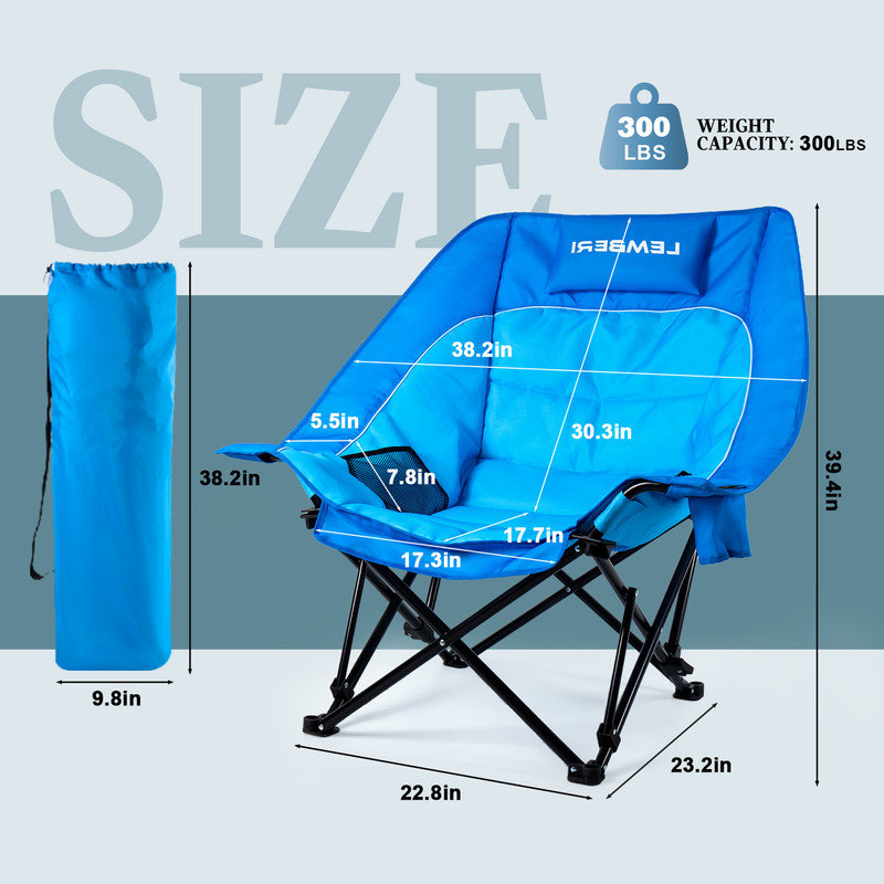 Outdoor Oversized Camping Chair, Blue