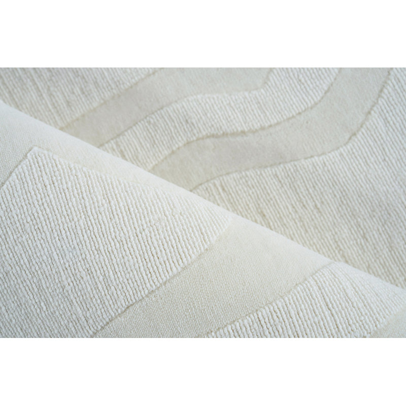 Tempo Wool Abstract Area Rug in Ivory, Rectangle 6' x 14'