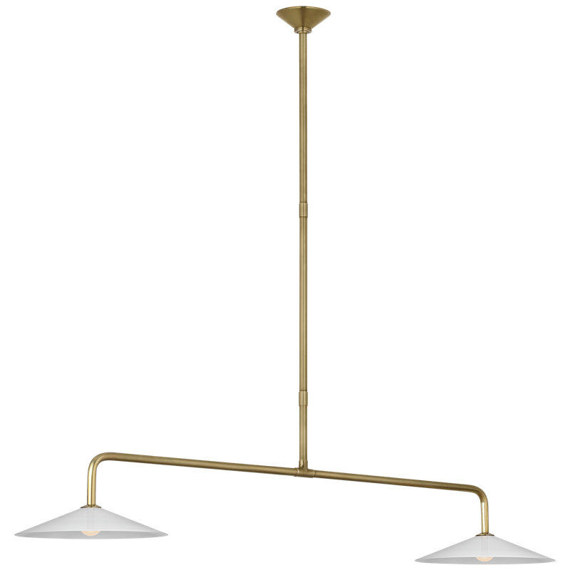Amber Lewis Ponce 62" Linear Pendant, Hand-Rubbed Antique Brass, White
