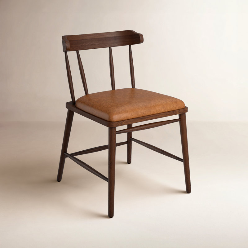Waverly Leather Dining Chair, Chaps Saddle, Vintage Ash