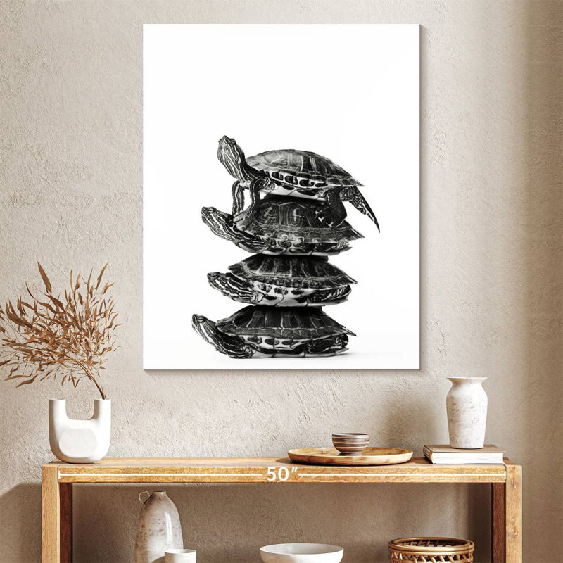 «Stacked Four Turtles», reproduction sur toile tendue, H 32 po x l 40 po x P 1,25 po