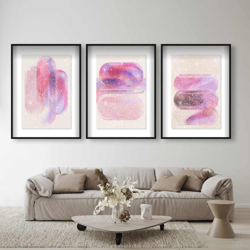 Rose Topaz Set Set by Oliver Gal, 25.5"H x 17.5"W, Black Shadowbox