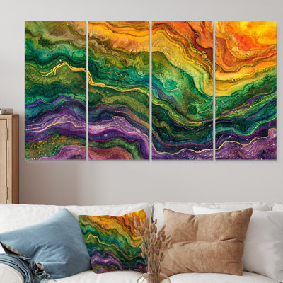 Rainbow Stone Structure Waves - Marble Wall Art 4 Piece