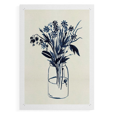 Indigo Floral Vase II - Impression sur toile seulement - NON-CADRE