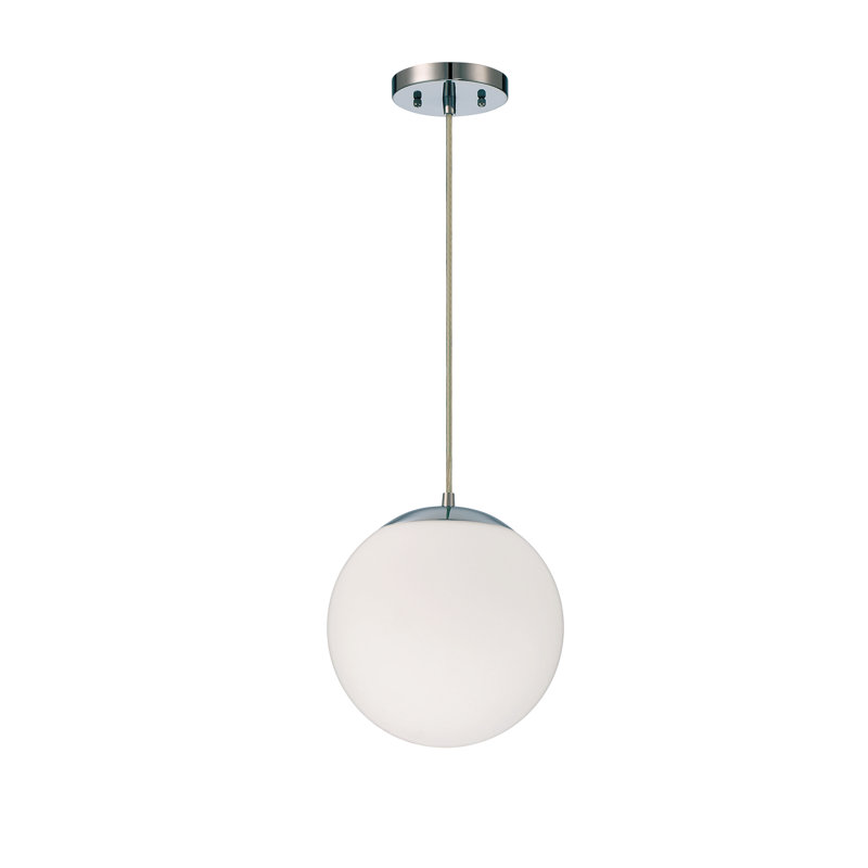 Jason-John 1 - Light Sphere Pendant, Chrome, 132.73" H x 10" W x 10" D, White Frosted