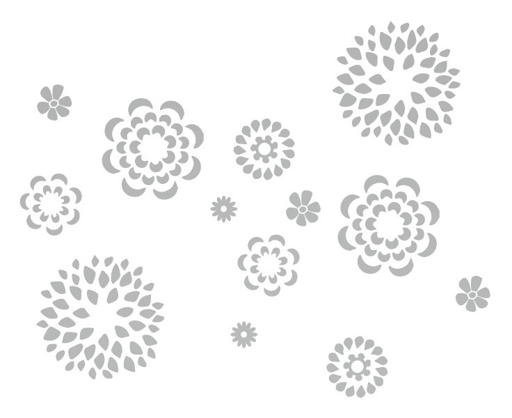 Adhésif décoratif motif floral, H 38 po x l 48 po x P 0,01 po, Argent