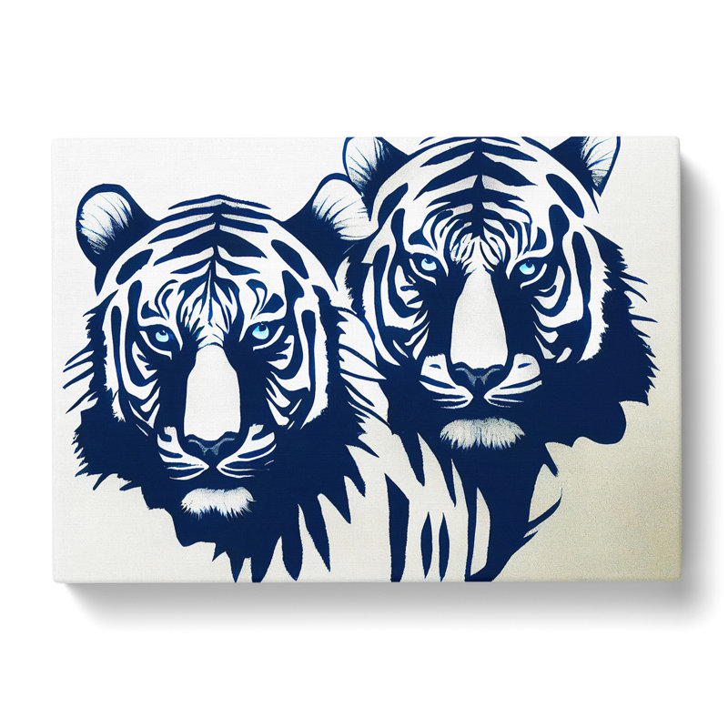 Pair Of Tigers Abstract - Wrapped Canvas, 40cm H x 60cm W