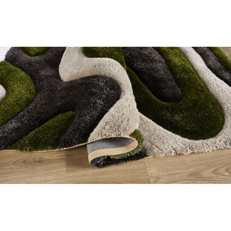 Tapis à poil long à motif abstrait Metropole, 3 pi 5 po x 5 pi 5 po