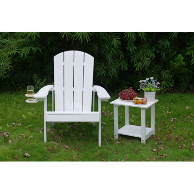 Adirondack Chair, Outdoor Lounge Chair With Built-In Side Cup Holder, Patio Chair, Table Not Include