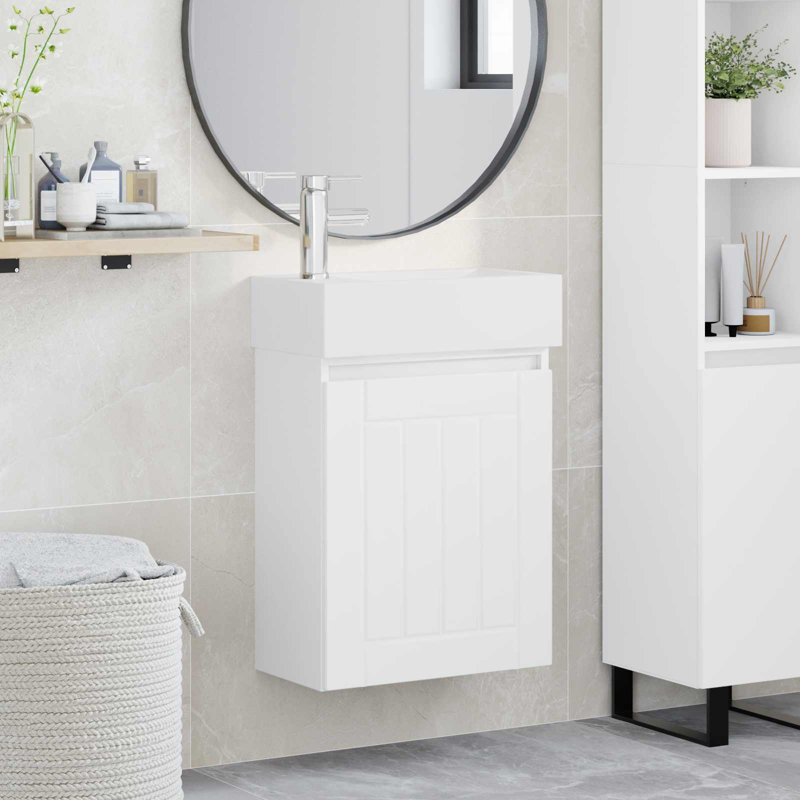 Single Bathroom Vanity with Ceramic Basin, White