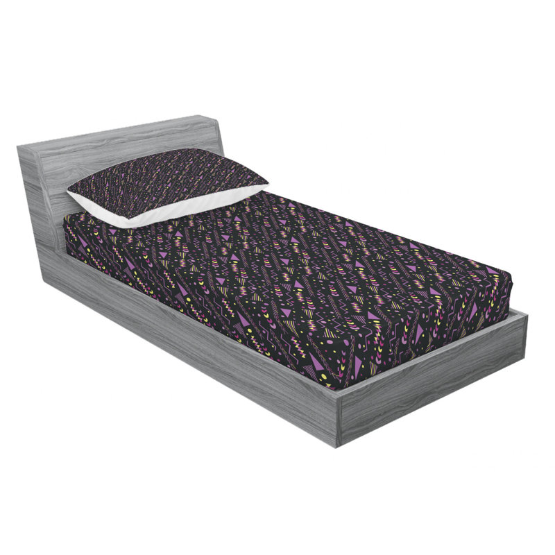 Microfiber Geometric Sheet Set, Twin Sheet Set with Fitted Sheet