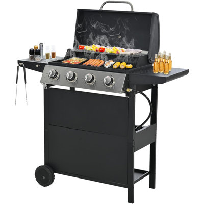 Sapphome 4 - Burner Freestanding Liquid Propane Gas Grill with Side Burner