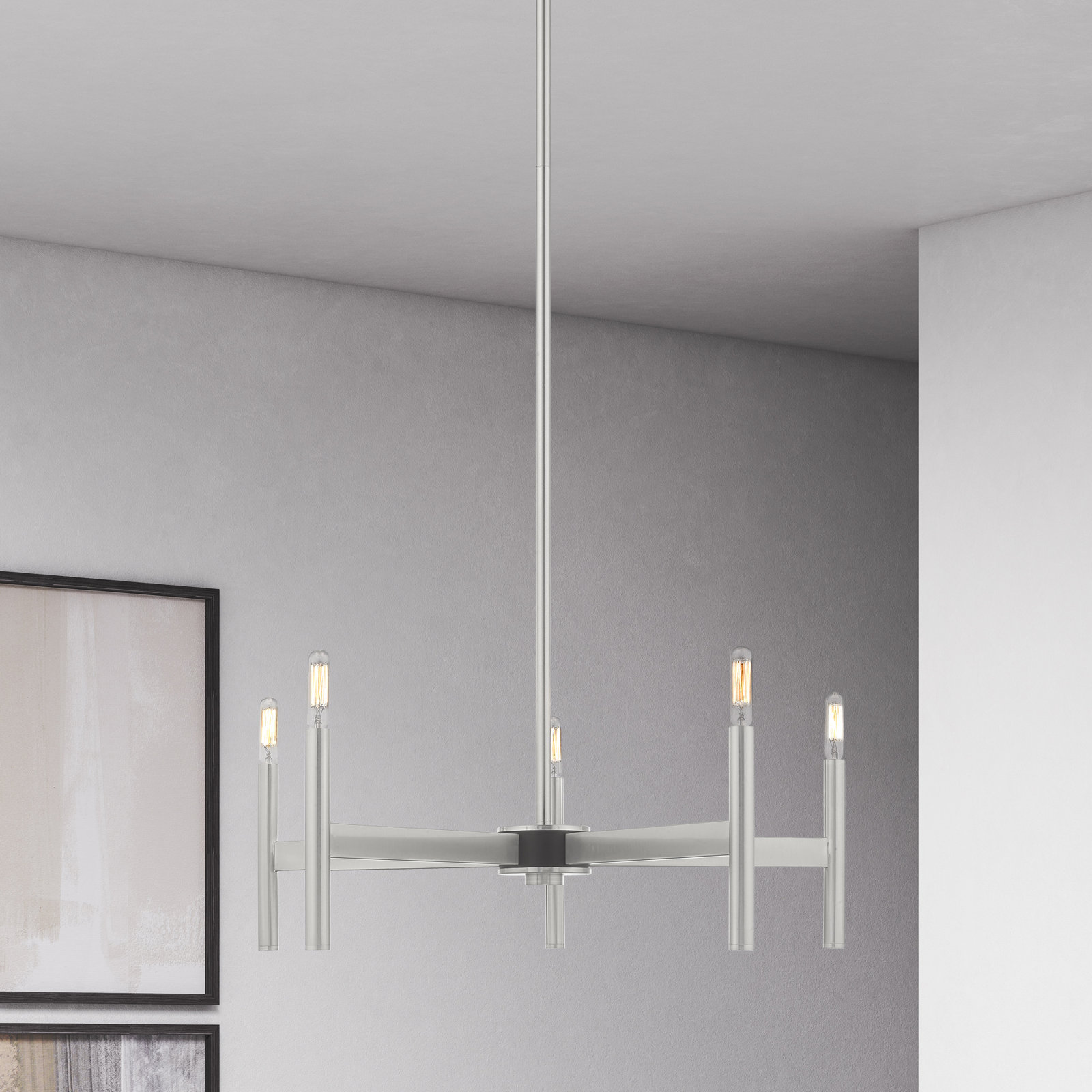 Martella 5 - Light Candle Style Classic / Traditional Chandelier, Brushed Nickel, 5 - Light