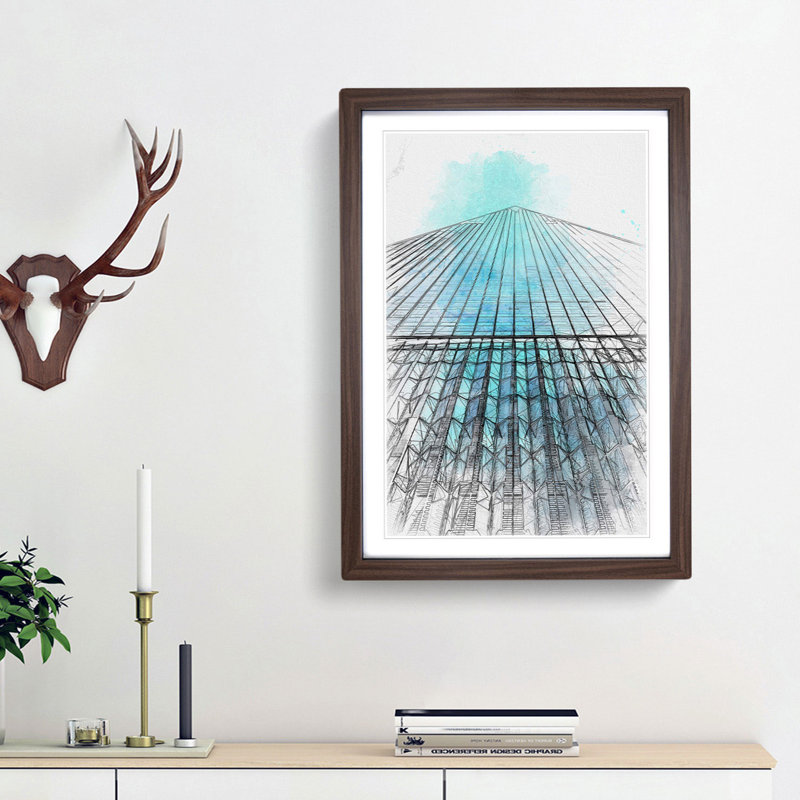 Ground Zero in New York City in Abstract - Picture Frame Graphic Art Print, 65cm H x 48cm W x 2cm D, Walnut Framed
