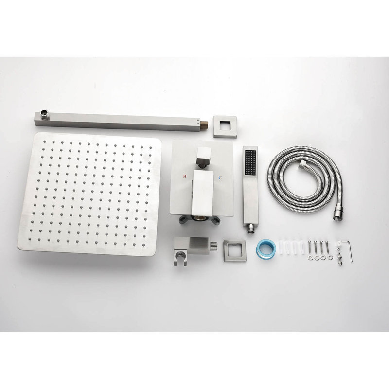 12" Rain Shower Head Wall Mounted - Brass & Stainless Steel Construction Powerful Water Enjoy Natural Hand Included Brushed Nickel System Mount Sus304 Increased Flow Simulation