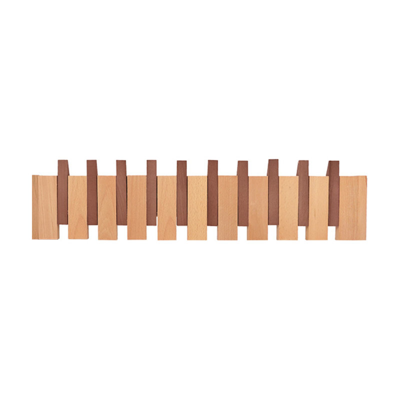 Porte-manteau mural en bois massif avec touches de piano – Crochets magnétiques rabattables avec double installation (avec ou sans perçage), cintre robuste pour entrée, chambre et salon (6/8/10 crochets, 4 couleurs)