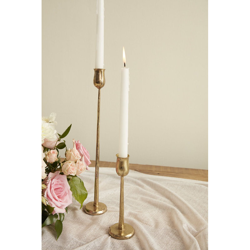Metal Tabletop Candlestick, 7.5" H x 2.5" W x 2.5" D