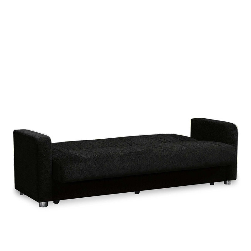 Glines Joker 86 in. Fabric Upholstered 3-Seater Twin 3-in-1 Sleeper Sofa Bed with Storage, Black