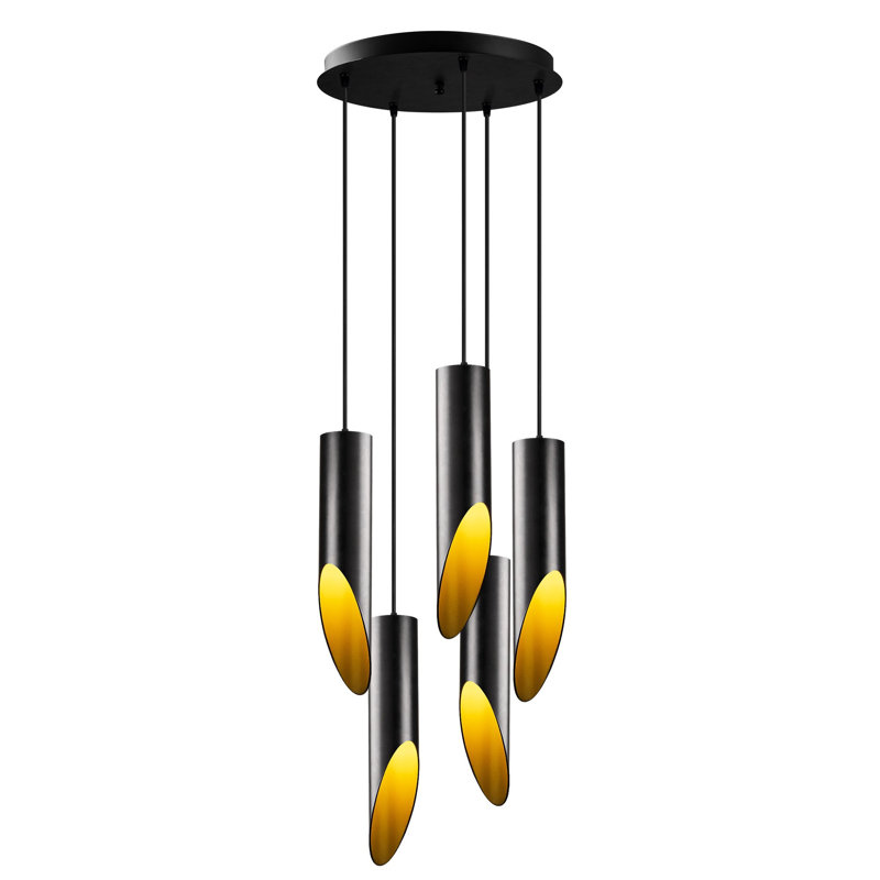 Finbar 5 - Light Black/Golden Cylinder Pendant