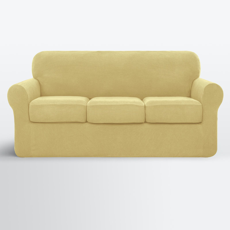 Box Cushion Sofa Slipcover, Yellow