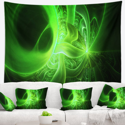 Motifs abstraits vert vif sur tapisserie noire