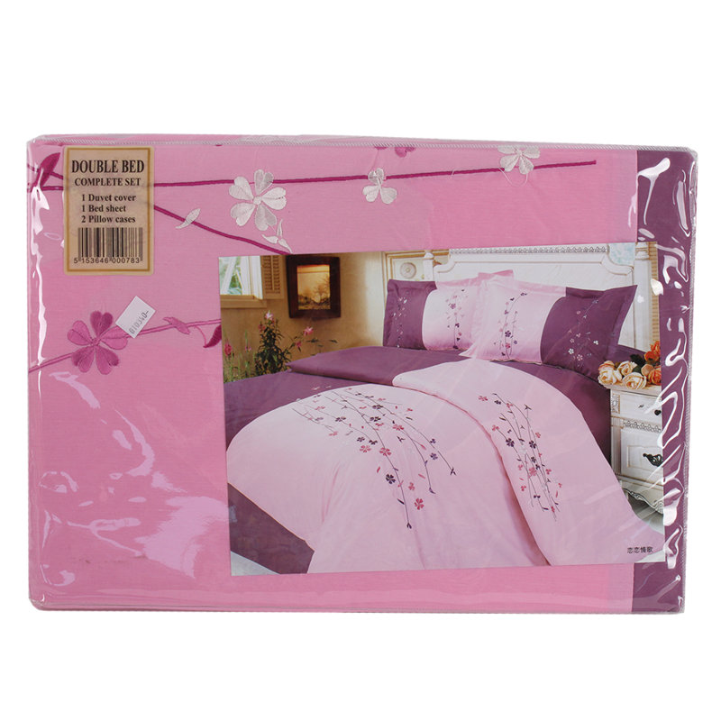 Brayden Studio Tucanae Cotton Floral Duvet Cover Set with Pillowcases, Double Duvet Cover + 2 Standard Pillowcases, Pink