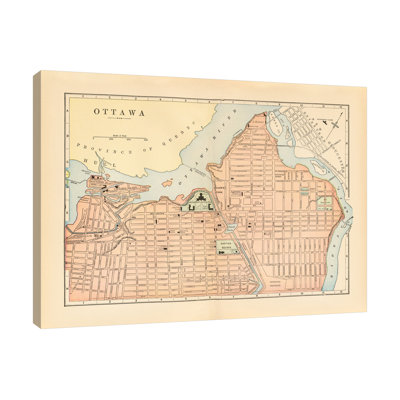 Carte de Ottawa par Wild Apple Portfolio - impression sur toile tendue