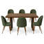 Ensemble de table de salle à manger moderne 7 pièces avec table d'apparence en bois 63 po et chaises rembourrées-130007614-130007618