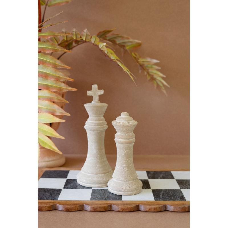  Pièce d'échecs décorative en argile gris délavé, ensemble de 2