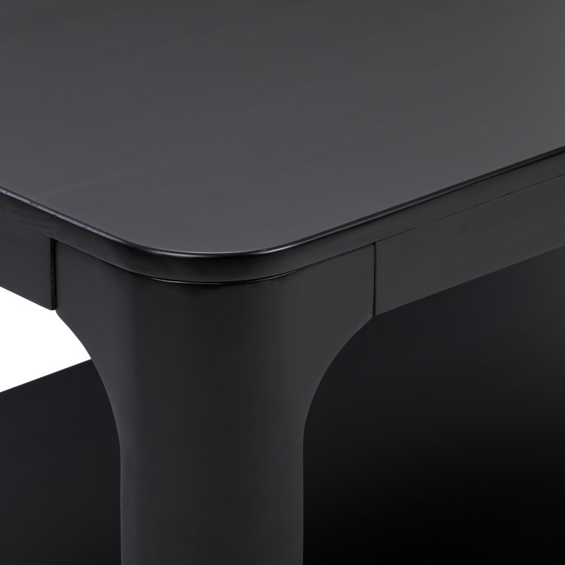 Table basse rectangulaire moderne avec tablette, H 17,75 po x L 48 po x l 24 po, Noir