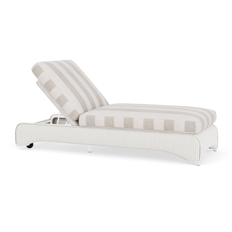 Loom Outdoor Chaise Lounge, White, Beach Navy