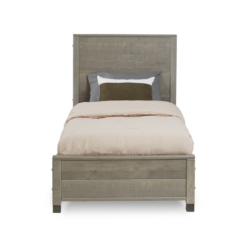 Lanora Solid Wood Panel Bed, Driftwood Gray, Twin