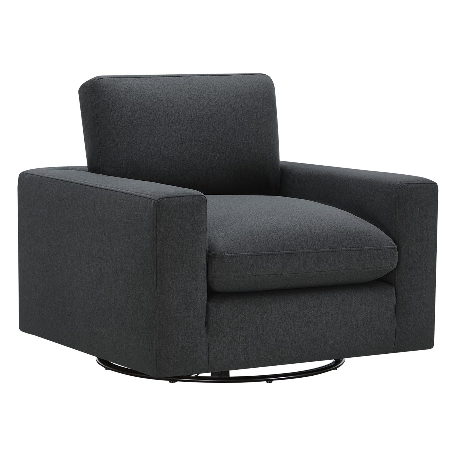Asher Linen Swivel Club Chair, Peyton Dark Slate Gray Pepper Twill