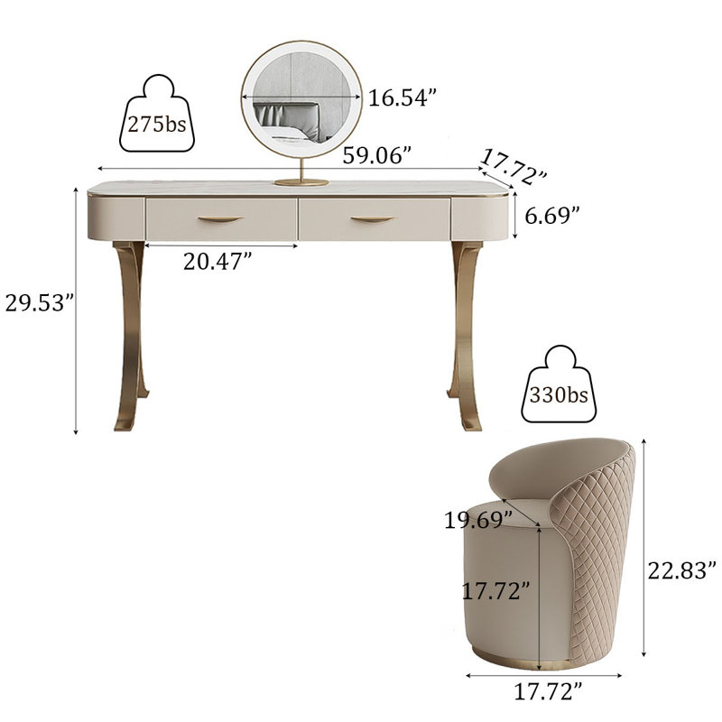 Ensemble de meuble-lavabo de luxe en bois massif 59,06 "de style crème