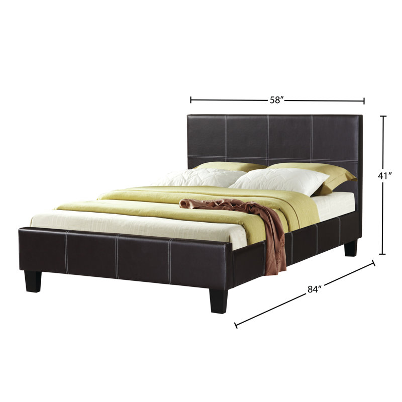 Lit plateforme tapissier Camacho, Double, Espresso