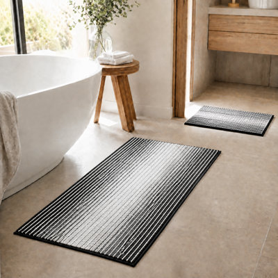 2-Piece Bathroom Rug Mat Set, Thick Absorbent Chenille Bath Rugs, Non-Slip Soft Shaggy Floor Mats, Machine Washable